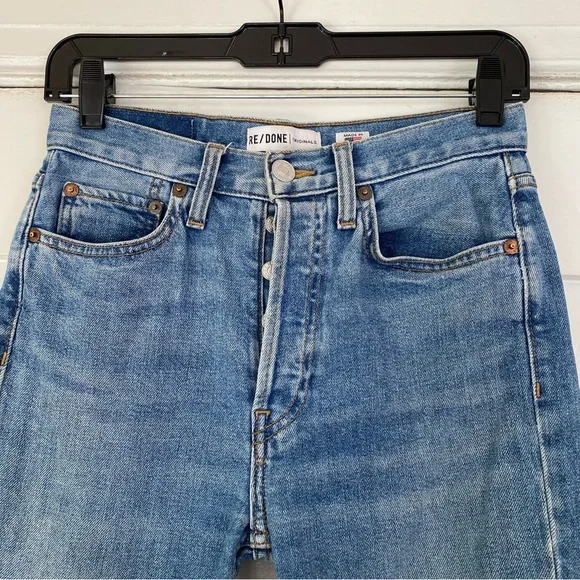 Redone Originals High Rise Ankle Crop Jeans in Comfort Stretch Denim - Picture 4 of 7